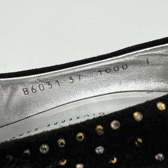 GIUSEPPE ZANOTTI Rhinestone Heels Womens 37 Black Scarpe Nero Strass Court Pump - Picture 7 of 12